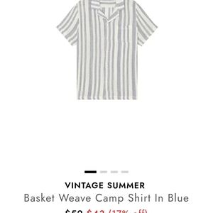 Vintage Summer Blue Striped Casual Button Down Shirt